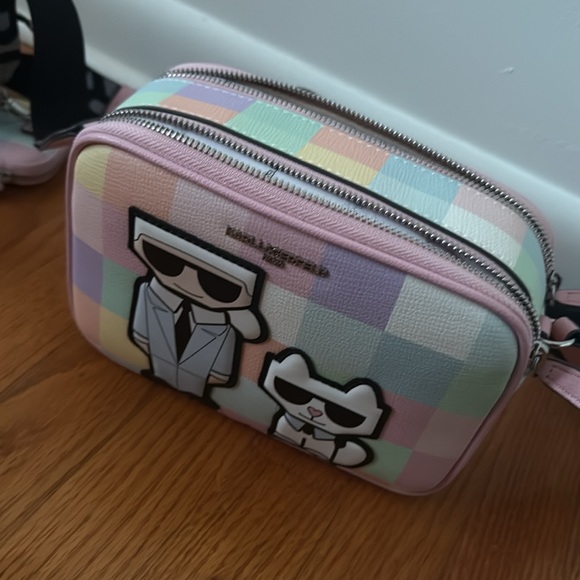 NWOT Karl Lagerfeld Blush Multi-Pastel Color Block Crossbody Bag with Coin Case - Picture 4 of 7